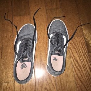 grey with pink stripe vans